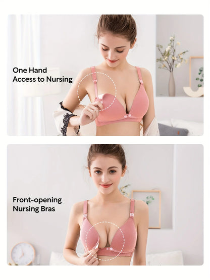 Maternity Nursing Bra with Thin Cups and Front Clasp for Easy Breastfeeding Prevent Sagging Women Solid Color Underwear Clothing