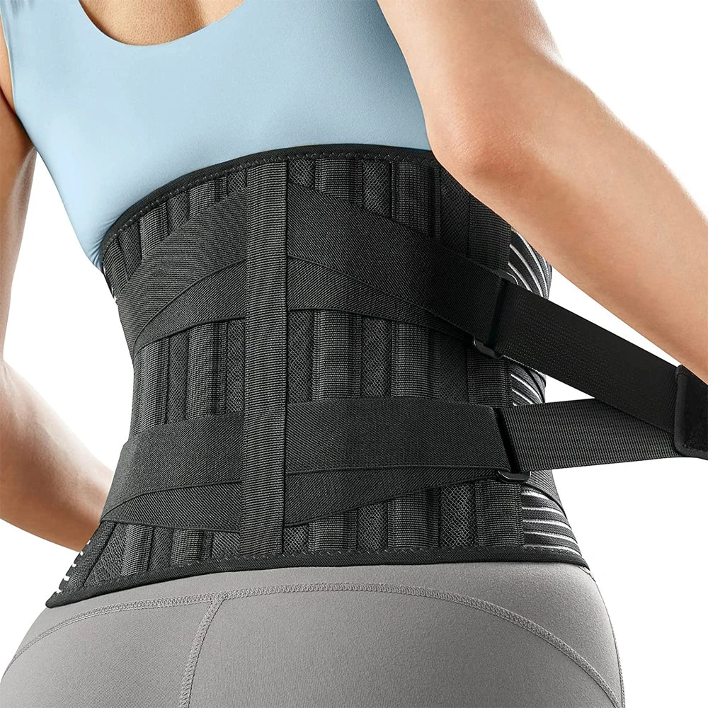 Back Brace for Men Women Lower Back Pain Relief with 6 Stays, Adjustable Back Support Belt for Work, Anti-skid Lumbar Support