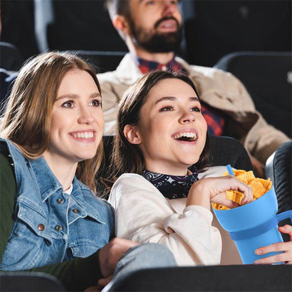 2 in 1 Popcorn Beverage Cup Snack 1000ML Straw Cup with Handle Water Bottles with Straw Coffee Cup Mug Leak-Proof For Kids Adult