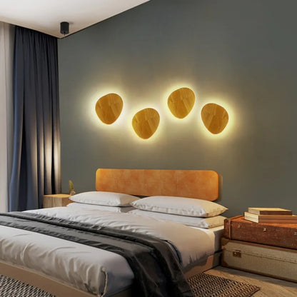 LED Wall Lights Modern Circular Creative Minimalist Wooden Lighting Fixtures Living Room Bedroom Corridor Decoration Lighting
