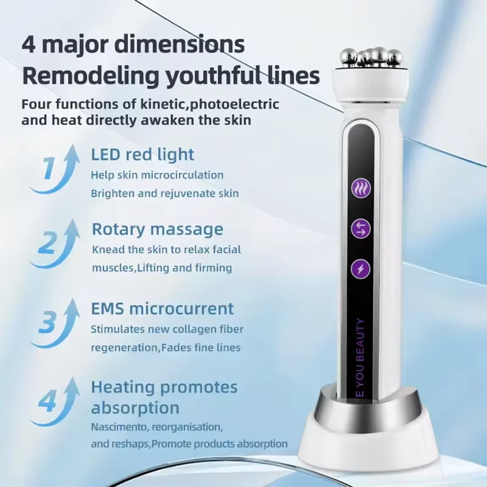 RF Facial Massage Roller EMS Face Lifting Machine Microcurrent Skin Tightening Face V-line Beauty Device Eye Roller Skin Care