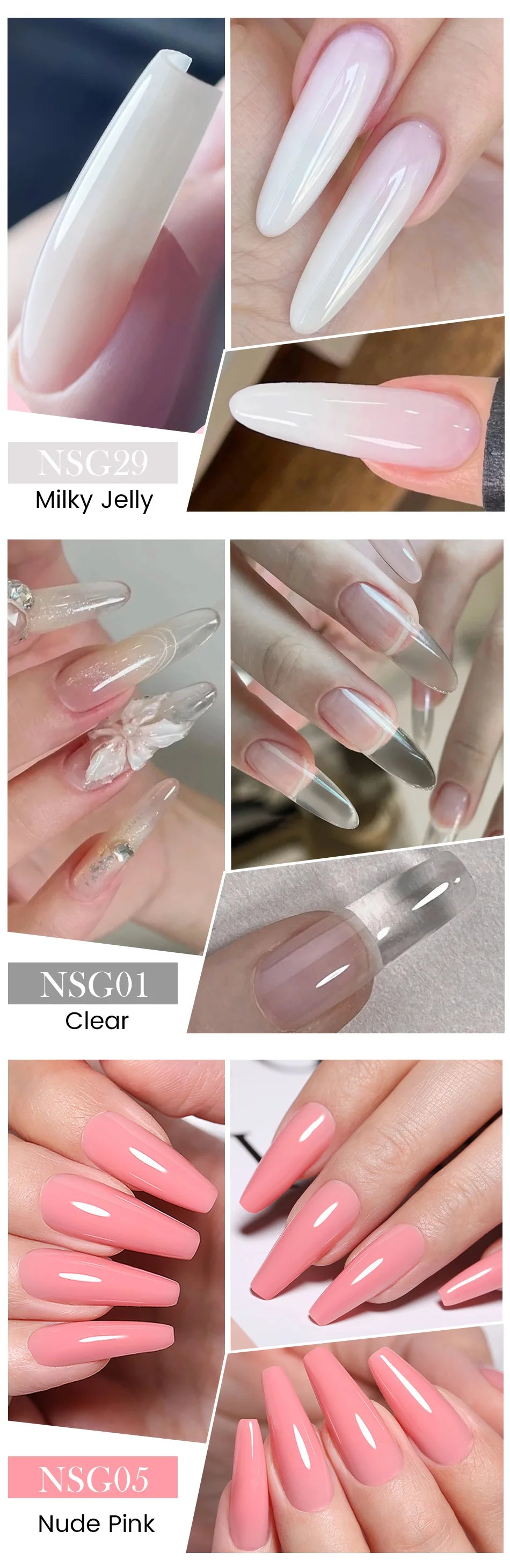BORN PRETTY 15ml Clear Non Stick Hand Extension Gel Nail Polish for 3D Shaping Nail Art Solid Milky Jelly Hard Gel for Fake Nail
