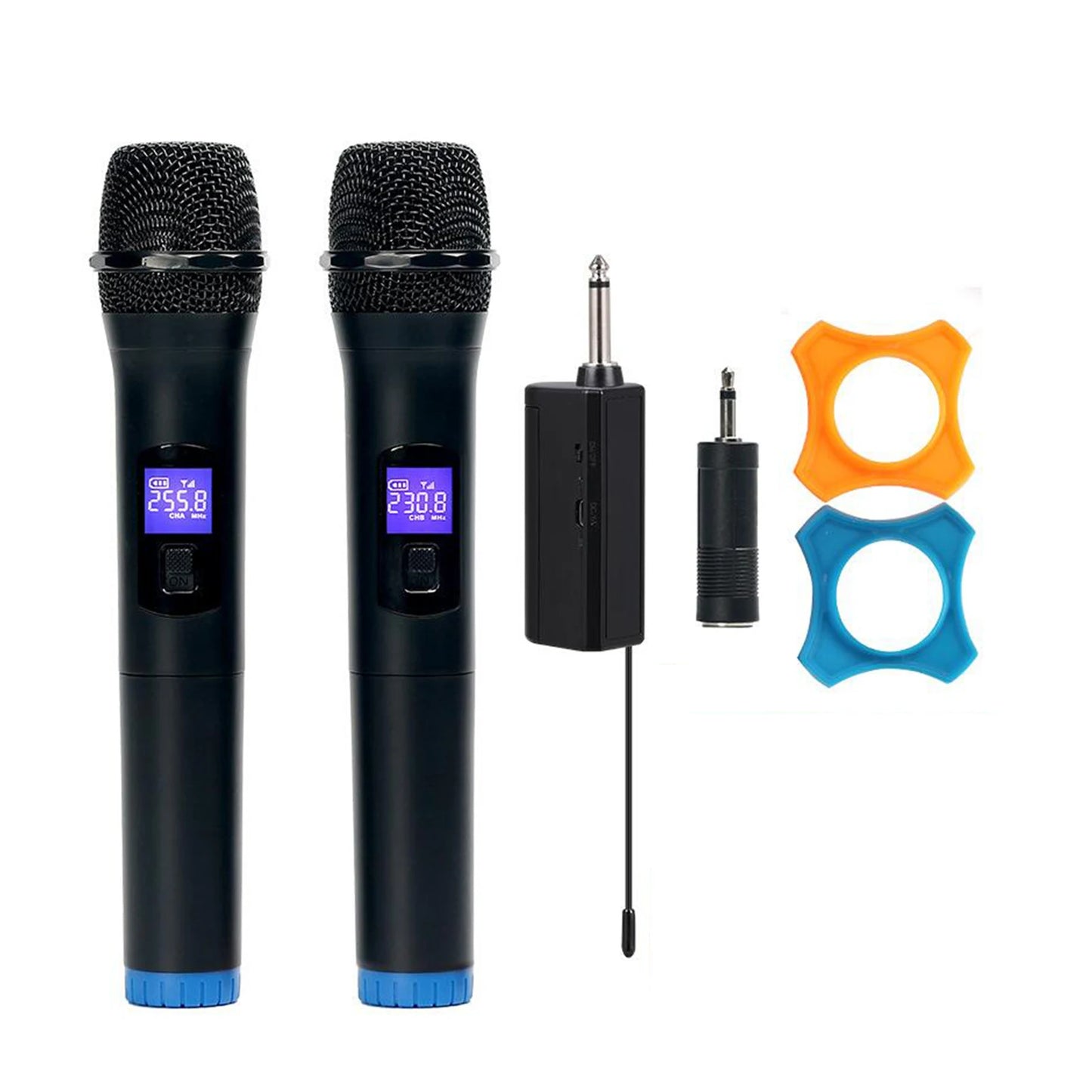 Multifunctional Dual Channel Wireless Microphone Cordless Handheld Mic LCD Display Professional Microphone Set