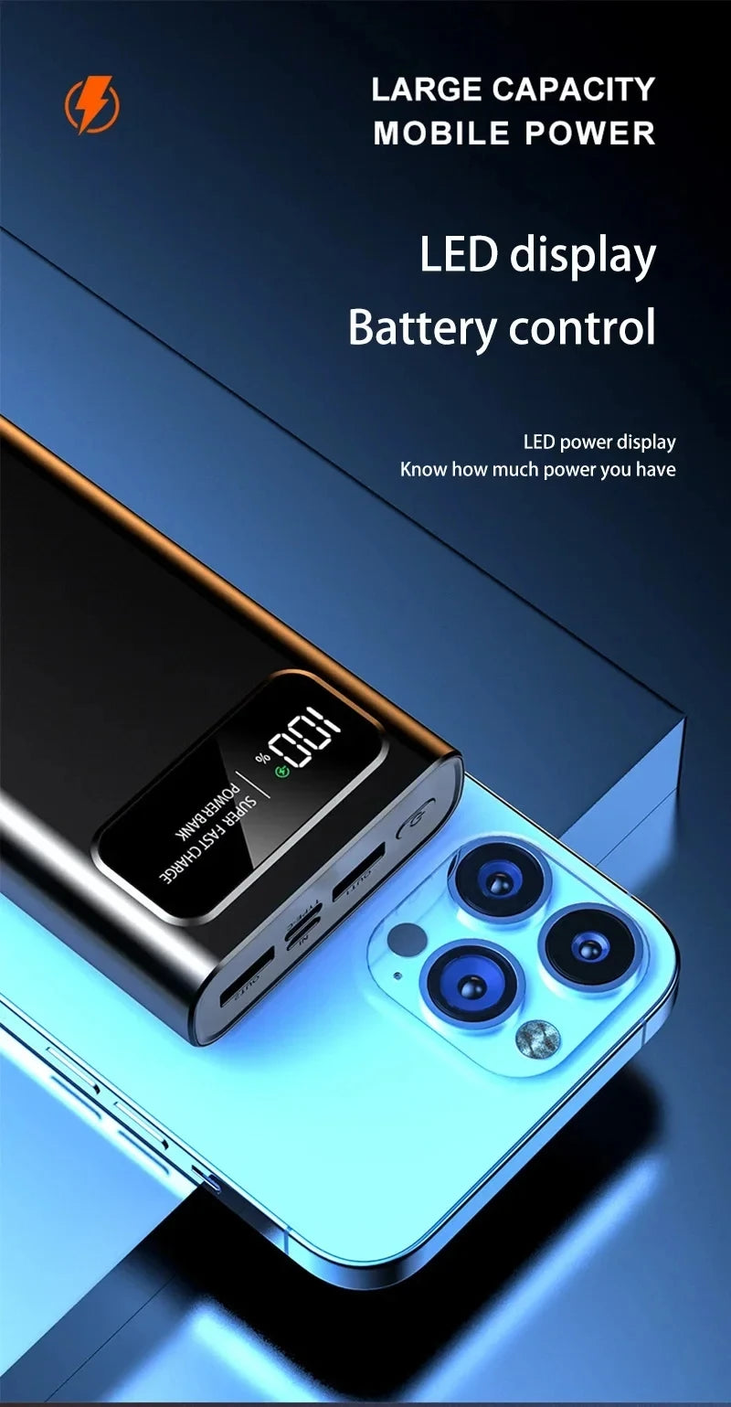 New 120W Super Fast Charging Power Bank With LED Digital Display 200000mAh Large Capacity External Battery Portable For phones