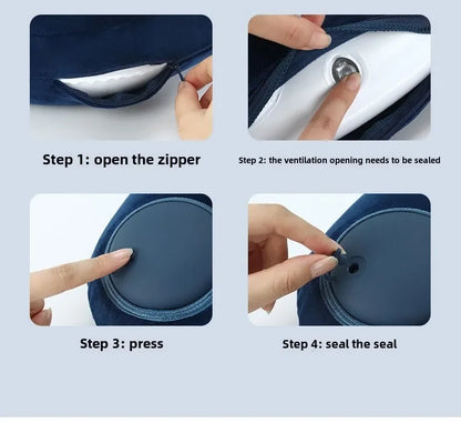 U-Shaped Inflatable Travel Pillow Portable Air Pillow Neck Support Cushion Comfortable Sleeping Pillow Press to inflate pillow