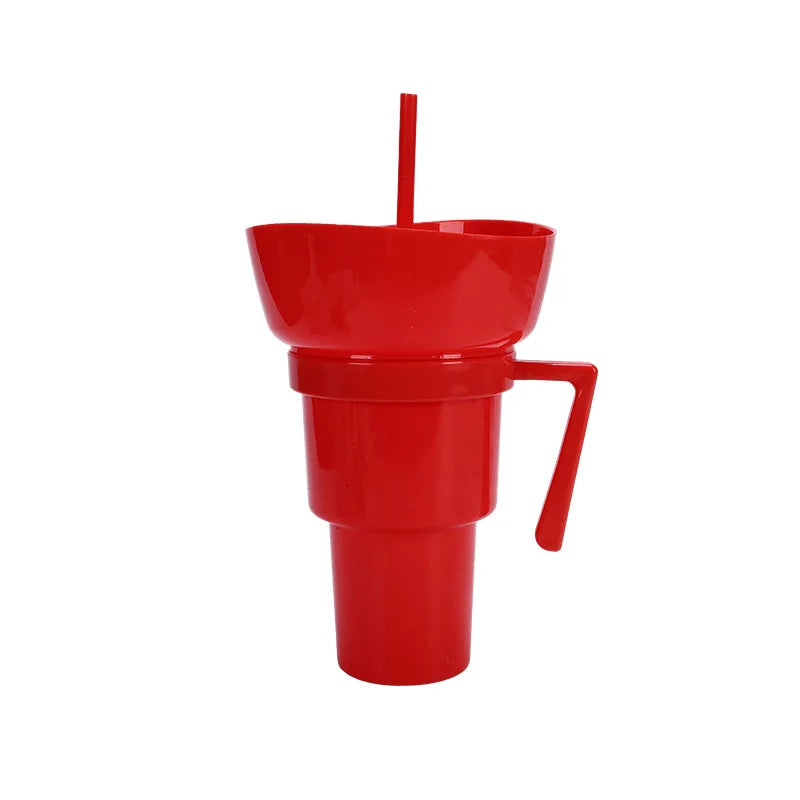 2-in-1 Silicone Beverage Cola Cup With Snack Tray Bowl Straw for Popcorn and Snacks at Cinemas Dropshipping Sourcing Wholesale