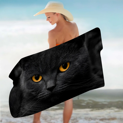 Black Cat Cartoon Beach Towel Cute Kawaii Room Decor Bath Girls Children Hand Towels For Bathroom Shower
