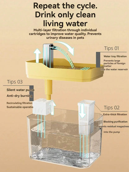 Cat Water Fountain Auto Filter Transparent Cat Drinker USB Anti-Dry Burning Recirculate Filtering Water Dispenser with Pump