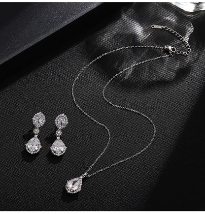 Fashion necklace accessories women's earring Jewelry sets bride's wedding zircon water drop girls earrings for women jewellery