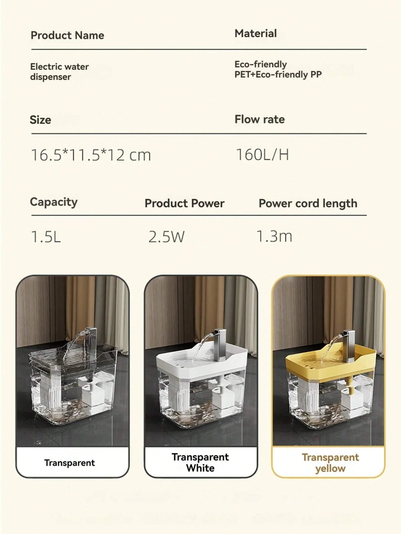Cat Water Fountain Auto Filter Transparent Cat Drinker USB Anti-Dry Burning Recirculate Filtering Water Dispenser with Pump