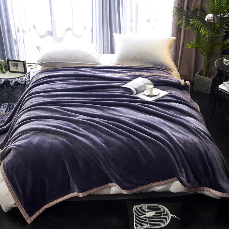 High Weight Flannel Blanket, Casual Solid Color Sofa Blanket, Thickened Warm Blanket, Winter Bed Sheet, Coral Fleece Blanket