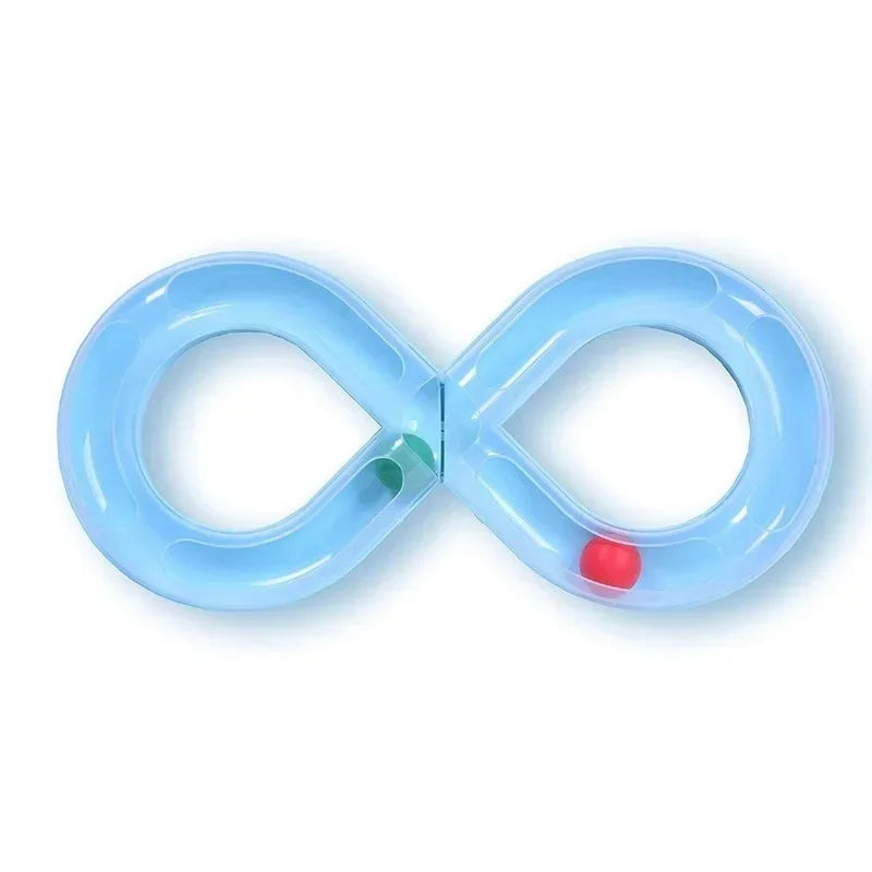 Interactive Cat Toy with S-Shaped Roller Circuit – Rotating Running Balls, Tunnel Design & Turntable Track for Kittens – Fun Pet