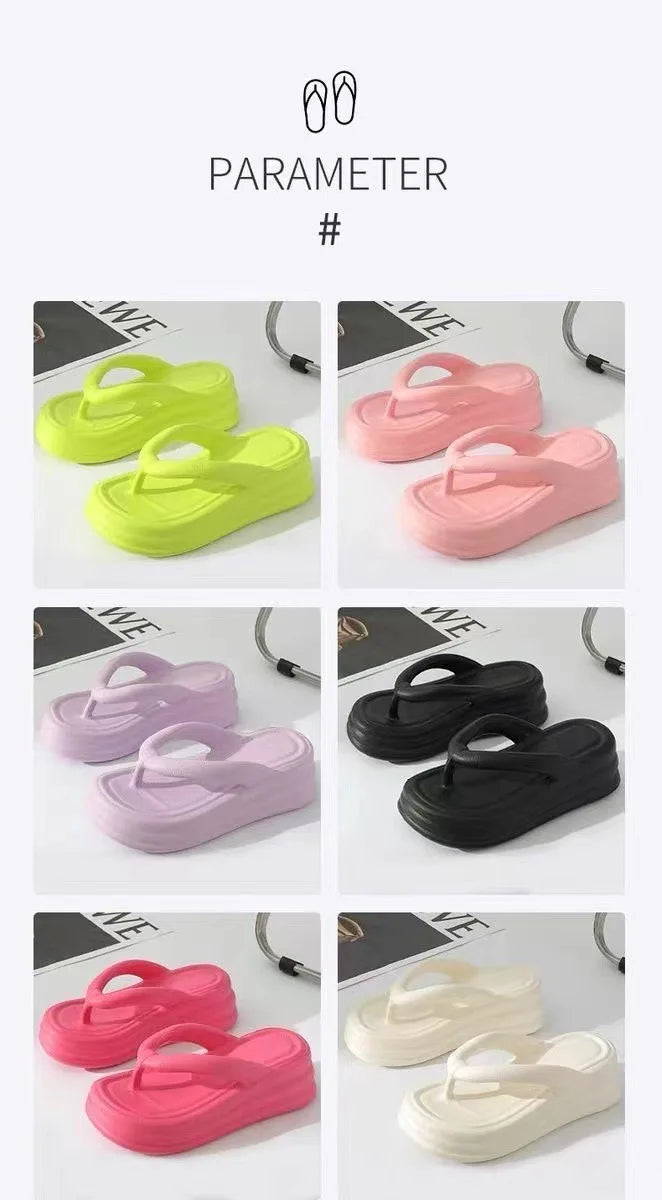 Thick Bottom Flip-flops Summer Fashion Women Slippers Soft Bottom Increase Anti-slip Anti-odor Beach Slippers Zapatos De Mujer