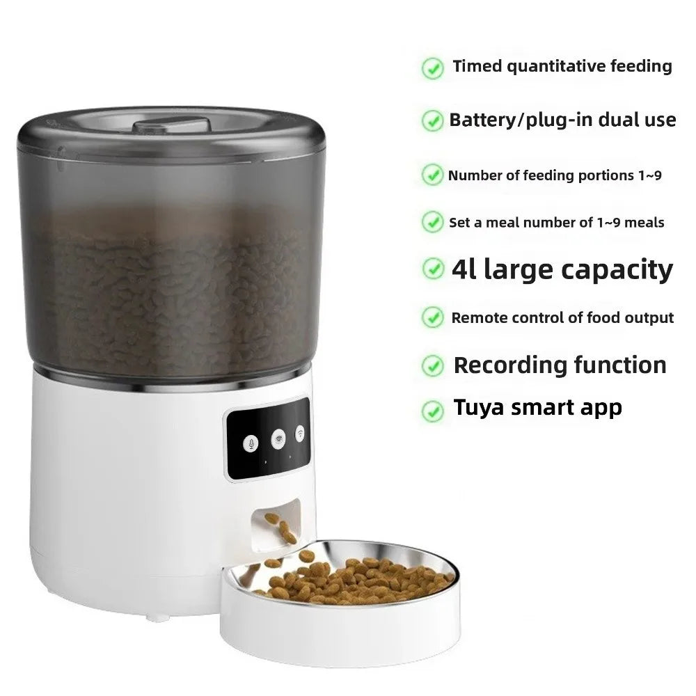 4L Smart Pet Feeder Stainless Steel Bowl Remote Control APP Control Feeder 9-Meal Timed Feeding Dog Food Dispenser For Cats Dogs