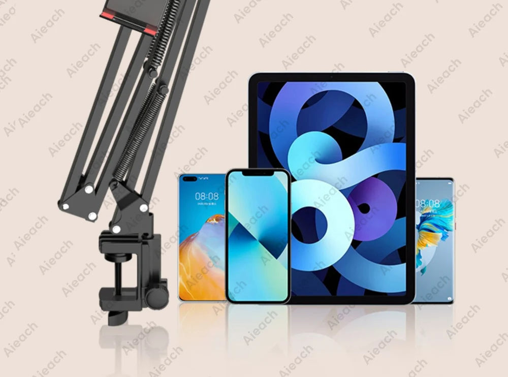 Tablet Holder for Bed with 90cm Metal Arm iPad Stand Tablet Bracket 360° Rotating Bed Phone Mount for 4.5~12.9 inch Phone Tablet