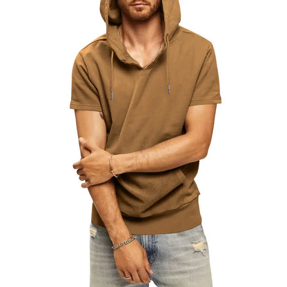 2024 Amazon New Men's Athleisure European and American Hooded Loose Short Sleeves