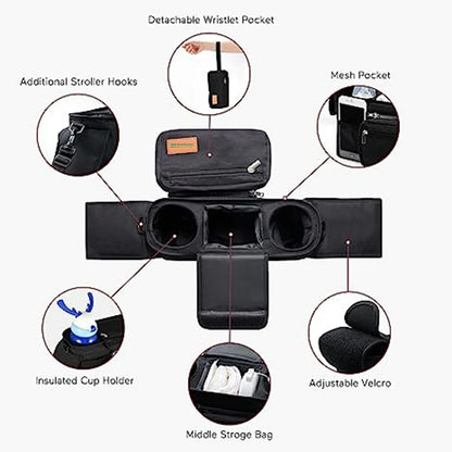 troller Caddy Stroller Organizer With Cup Holder, Non Slip Straps Stroller Bag for Phone, Pet Stroller Accessories