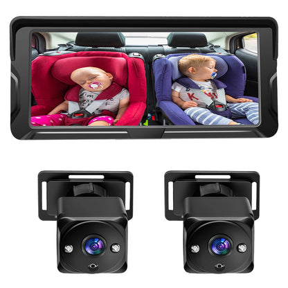 Car Baby Camera Dual Channel 6.8inch 1080P Display with 2 IR Night  Camera and 150° Wide View Angle Automotive Baby Camera