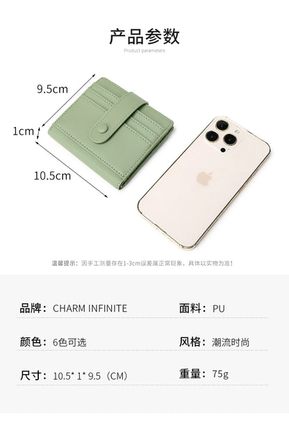 RFID Anti-blocking Wallet for Women, Multi-Card, Credit Card Bag, Lightweight and Simple, Short Buckle, Small, Fashion Wallet