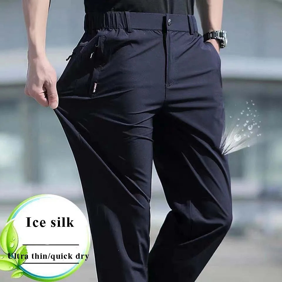 New Elastic Mens Hiking Pants Summer Quick Drying Waterproof Breathable Ultra Thin Outdoor Climbing Trekking Mens Trousers PN69