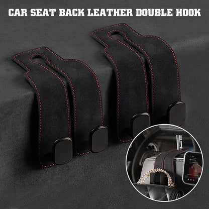 Universal Car Seat Headrest Hook 2 in 1 Soft Leather Car Seat Back ABS Hook for Purse Bag Backpack Double Hook Car Seat Hanger