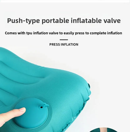 1Pcs 43×28×10cm Portable Press Inflatable Pillow Outdoor Travel Pillow Ultra Soft Comfortable Car Pillow for Neck&Lumbar Support