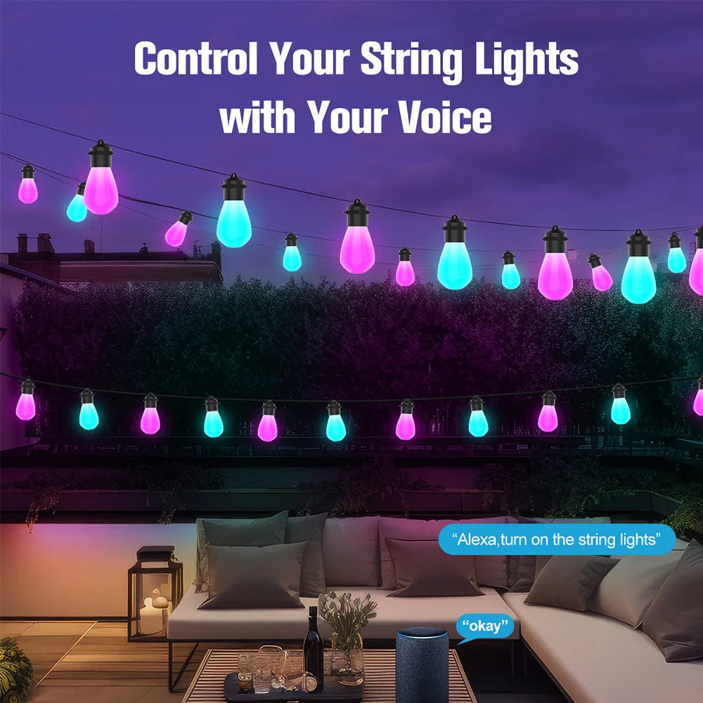 Smart WIFI S14 LED Bulb String Light USB 5V Fairy Lights Room Outdoor Garden Camping Party Decoration Festoon LED Garland Lamp
