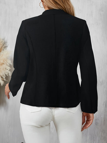 Large-sized solid color suit jacket - elegant office outfit for ladies, casual outings
