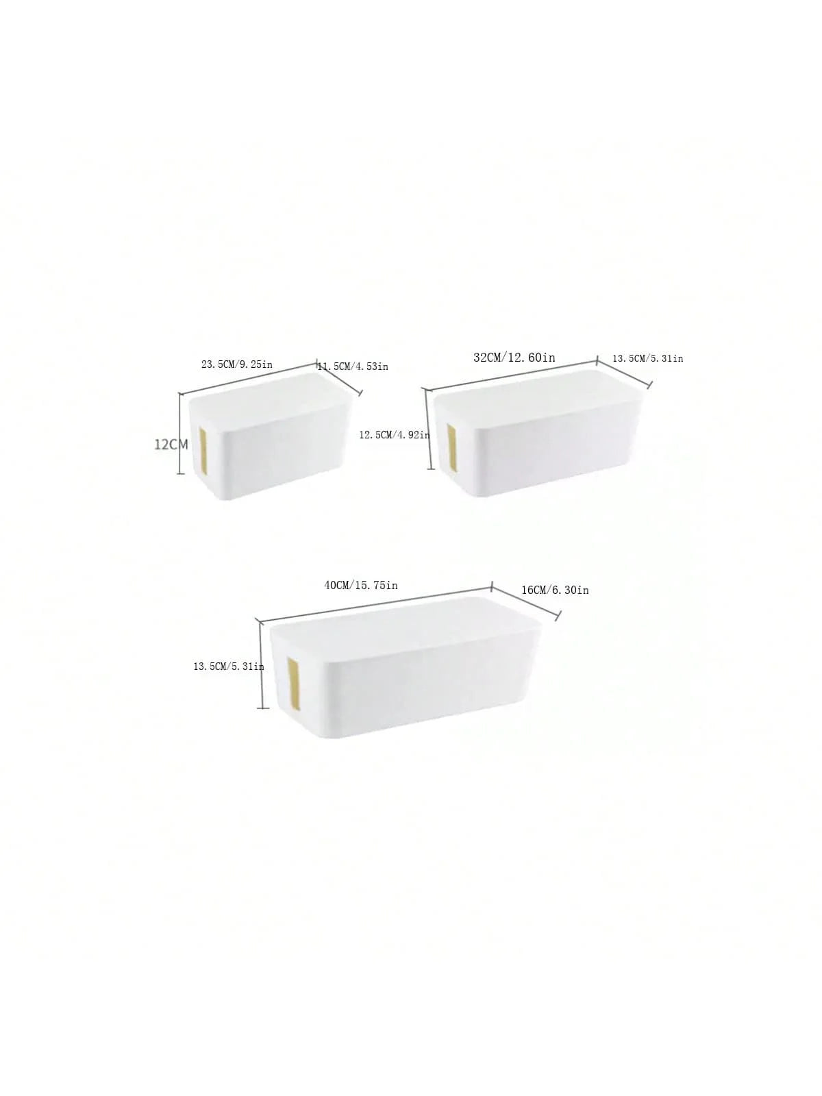 3 Pcs/Set Cable Management Boxes Organizer Strip Charger Wire Cable Storage Box Dust Large Storage Wires Keeper Holders