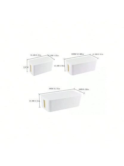 3 Pcs/Set Cable Management Boxes Organizer Strip Charger Wire Cable Storage Box Dust Large Storage Wires Keeper Holders