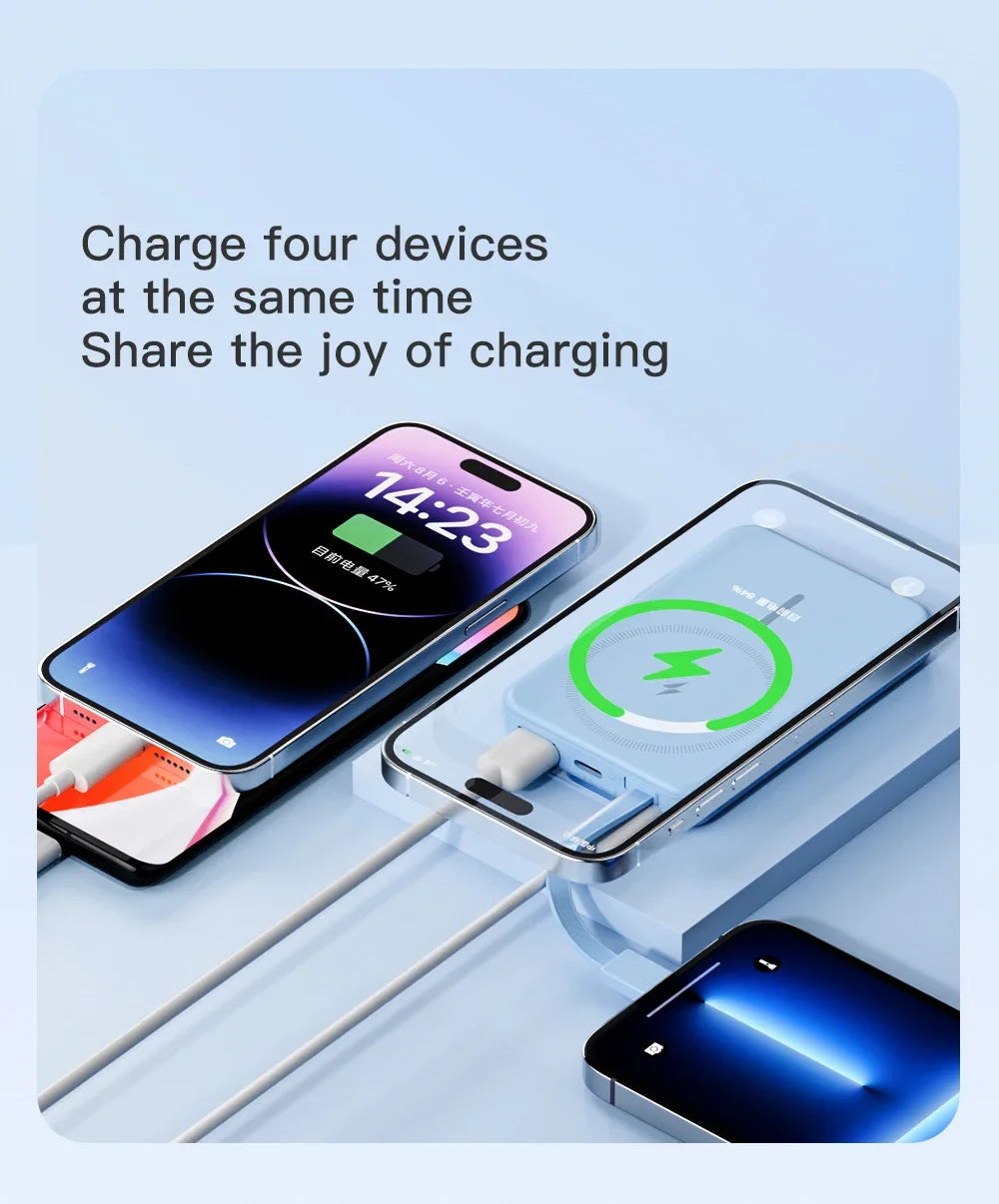 Magnetic Wireless Power Bank 10000mAh Portable PD 20W 3 in 1 Fast Charging External Battery for iPhone 15 14 13 Tel Accessories