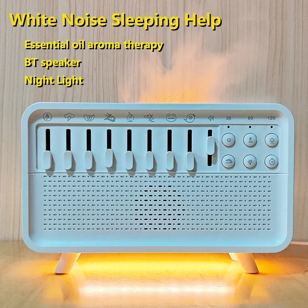 Bluetooth White Noise Machine with Aroma Diffuser,Humidifier & Night Light |8 Natural Sounds,3-Level Dimming for Sleep Therapy