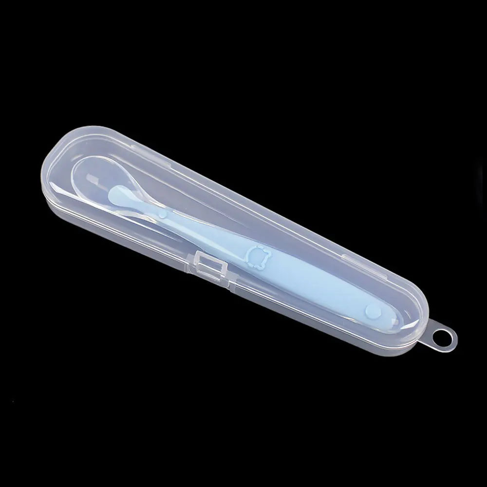 Silicone World Baby Complementary Food Silicone Spoon Training Spoon Soft Spoon Children's Feeding Tableware With Storage Box