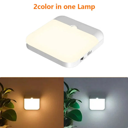 LED Motion Sensor Light Wireless LED Night Light Type C Rechargeable Night Light Cabinet Wardrobe Lamp Staircase For Kitchen LED