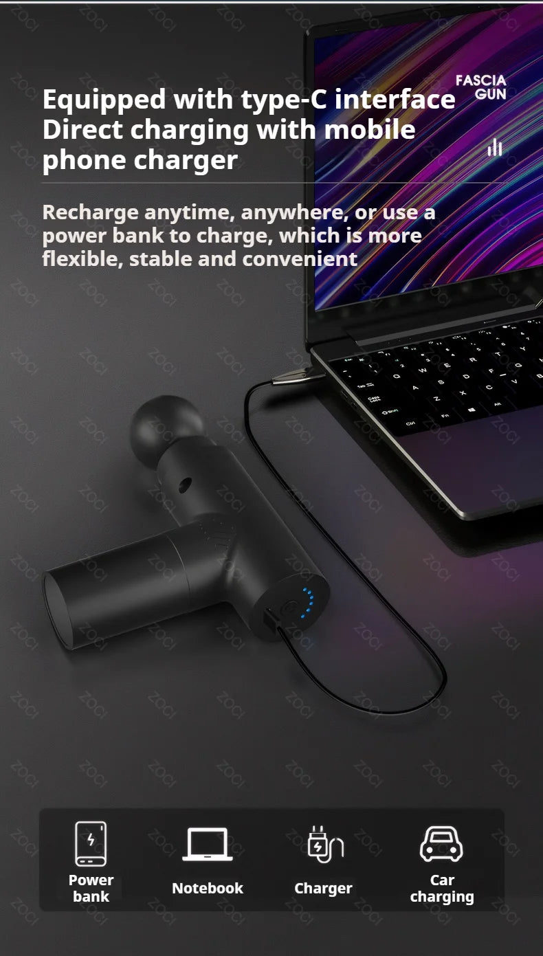 Portable Mini Fascia Gun Handheld Massage Gun Vibration Muscle Massager Deep Tissue Massager for Body Back Neck Leg Foot