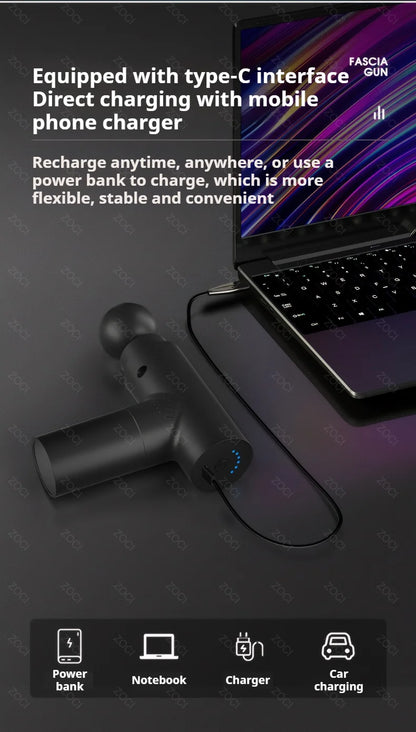 Portable Mini Fascia Gun Handheld Massage Gun Vibration Muscle Massager Deep Tissue Massager for Body Back Neck Leg Foot