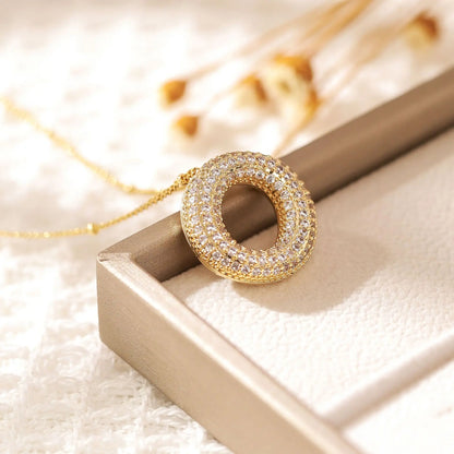 RAKOL Exquisite Copper Gold-plated Zircon Pendant American Minimalist Collarbone Chain 26 A-Z Balloon Letter Necklace For Women