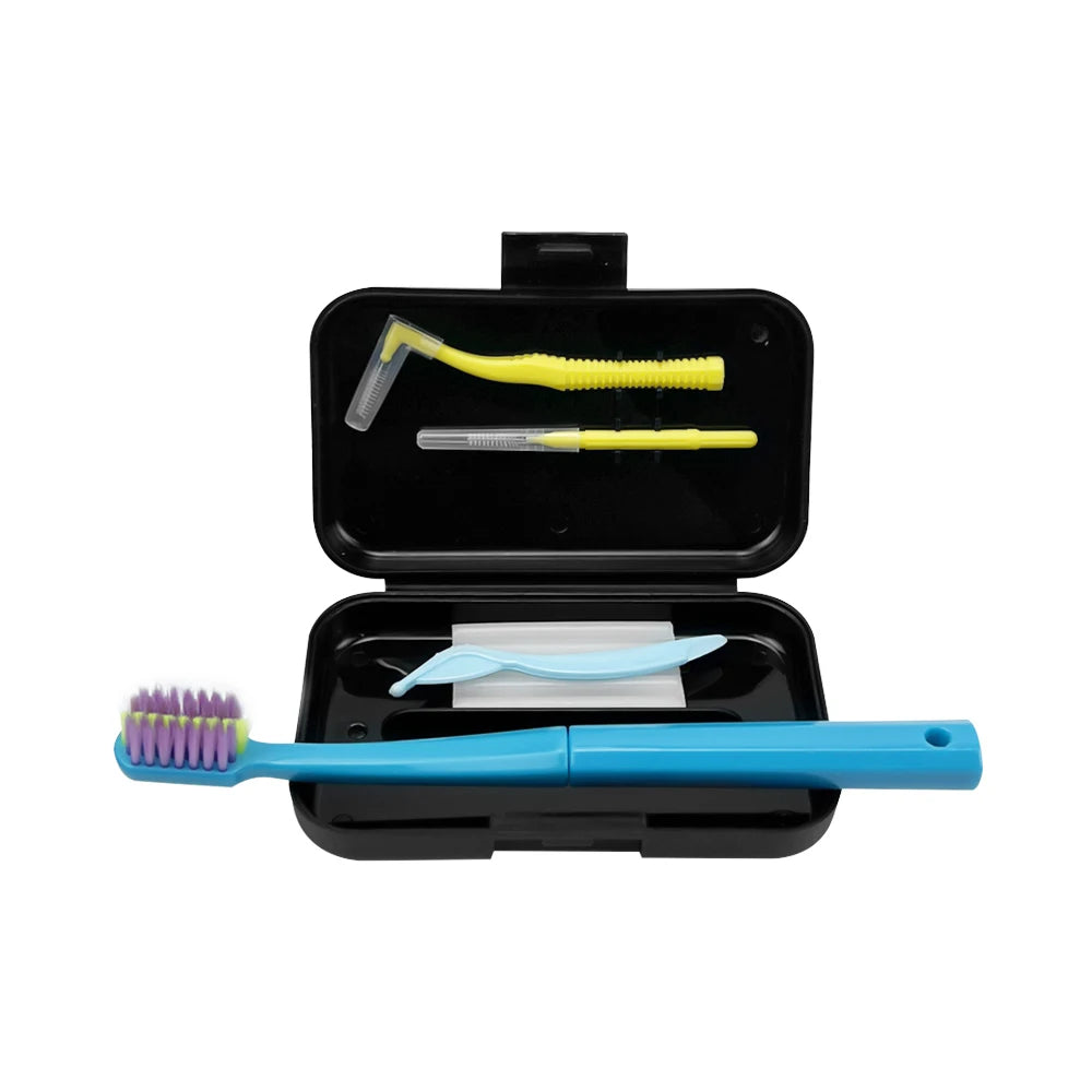 1 Box Portable Travel Dental Cleaning Set Oral Cleaning Care Toothbrush Interdental Brush Teeth Whitening Orthodontic Care Kit