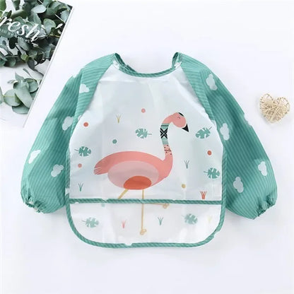 Baby Long Sleeve Scarf Waterproof Toddler Art Smock Feeding Bib Apron Pocket Infant Boys Girls Burp Cloth Banana Bibs for1-3Year