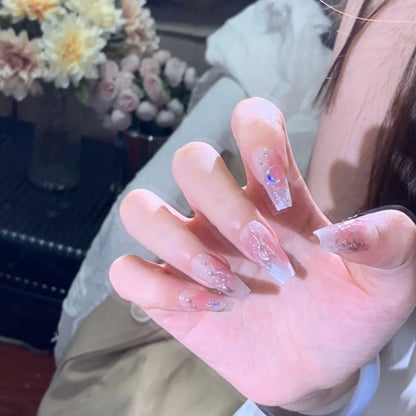 10Pcs Short Press On Nails y2k Star Rhinestone Design Handmade Press On nails Luxury With Design Full Cover Removable Fake Nails