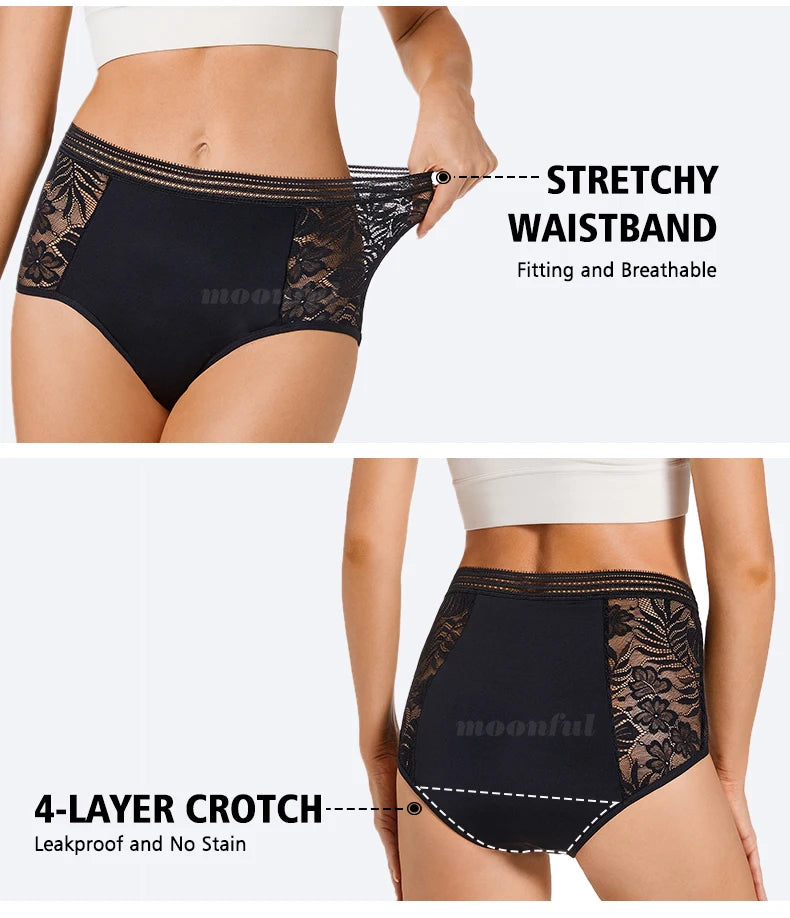 Menstrual Panties Woman High Waist Menstrual Cycle Absorbent Underwear Leak Proof Menstrual Briefs Period Underwear Heavy Flow