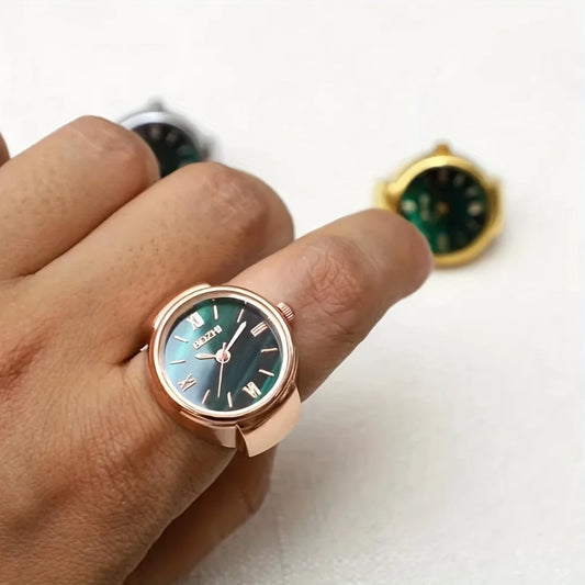 Finger Watch Mini Edition Small Green Watch Ring Watch Women's Retro Rose Gold Finger Watch Student Watch Ring Watch