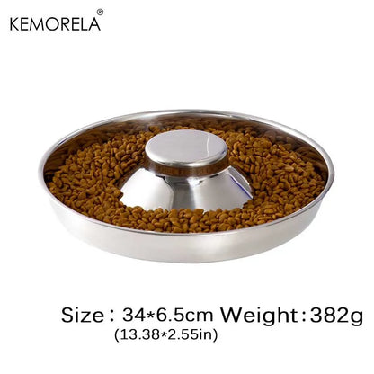 1PC Stainless Steel Dog Slow Feeder Bowl Puppy Litter Food Feeding Dish Weaning Water Bowl Pets Feeder Bowl and Water