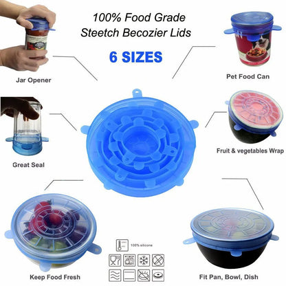 Silicone Cover Stretch Lids Reusable Durable and Expendable Lids Silicone Covers for Fresh Food Leftovers Keep Food Fresh