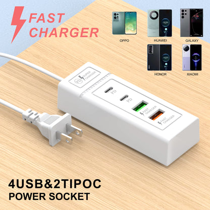 USB Plug Power Strip Charger Station Splitter 5V4A USB TYPE C 3.0 Fast Charger Phone Charging Plug USB US EU Electrical Socket