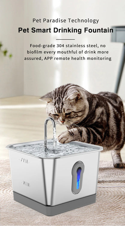 4.0L Stainless Steel Water Fountain For Cat With App Control Smart Automatic Intelligent Pets Water Dispenser Cats Dogs Products