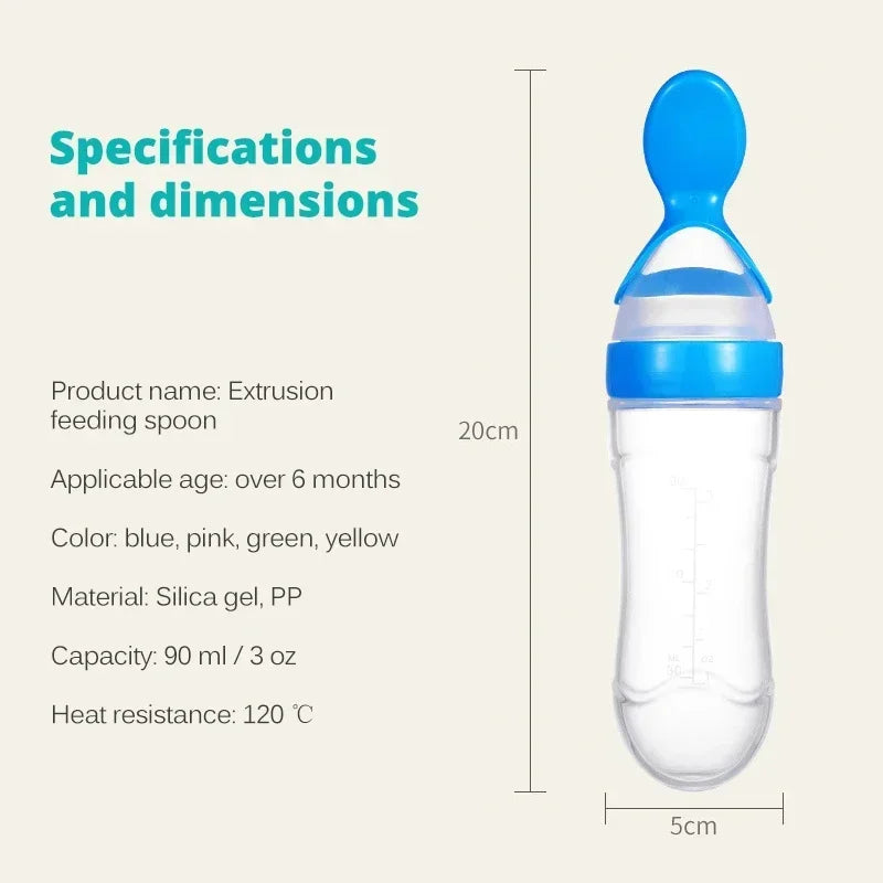 Safe Useful Silicone Baby Bottle with Spoon Food Supplement Rice Cereal Bottles Squeeze Spoon Milk Feeding Bottle Cup