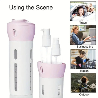 4 In 1 Portable Travel Liquid Dispenser Bottle Refillable Leakproof Travel Container For Perfume Shampoo Conditioner Lotion