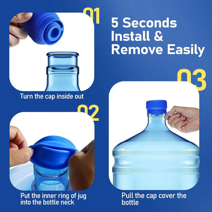 1/2pcs 3&5 Gallon Water Jug Lids Replacement Water Jug Caps, ReusableSilicone Leak Proof Jug Lid For 55mm Bottles