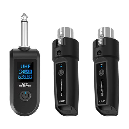 Wireless Microphone Transmitter Receiver System UHF XLR Adapter System for Dynamic Microphone Guitar Audio Mixer PA System